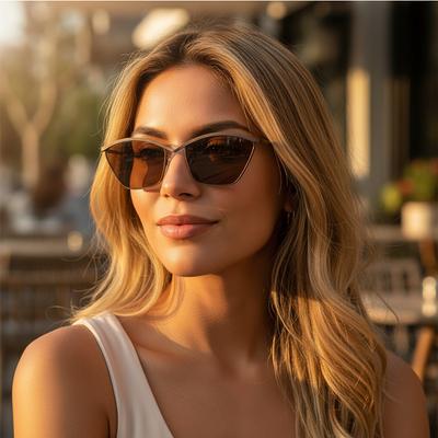Novos Óculos de Sol Retrô Metalizados Cat Eye Tendência Alta Qualidade Resistentes a UV Para Homens e Mulheres 2508