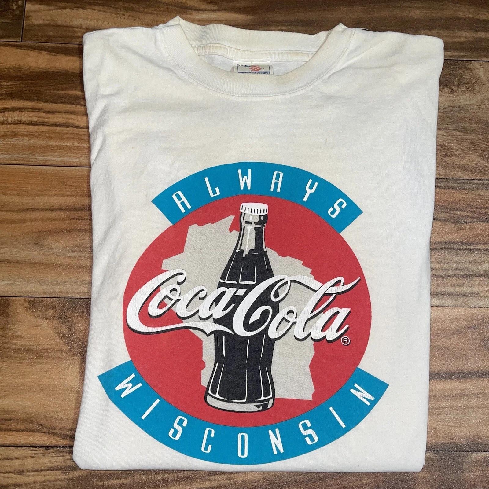 Винтажная футболка Coca-Cola Мужская XL 90-е Белая Гордость Висконсина Ретро Реклама газировки M