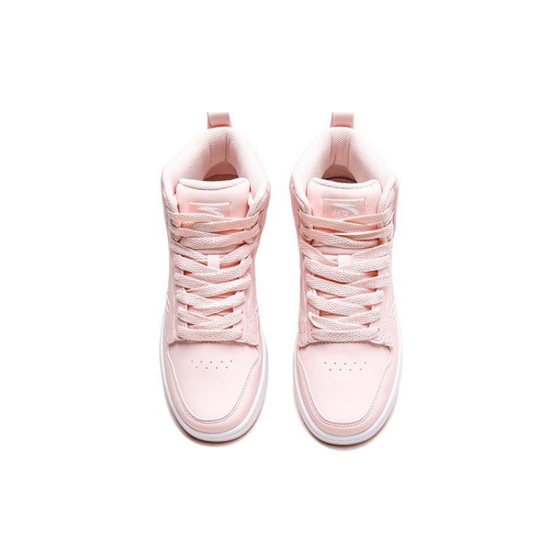 Anta Life Collection Anti-Slip Wear-Resistant High-Top Skateboard Shoes Women's Baby Pink Sneakers