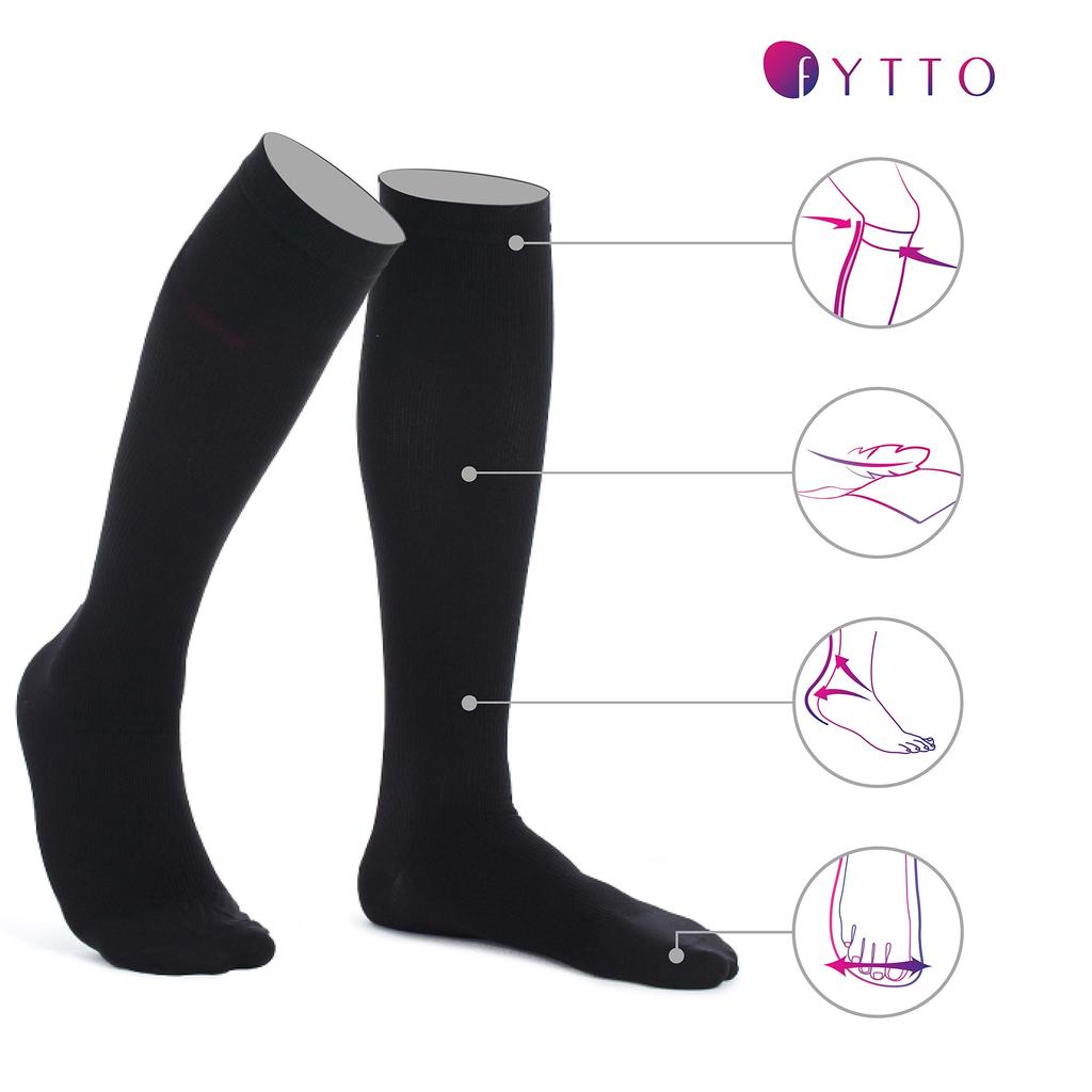 Fytto Compression High Socks with Graduated Compression Business Reduces 1067 M Men's Socks, Design, Socks, Swelling, Black,