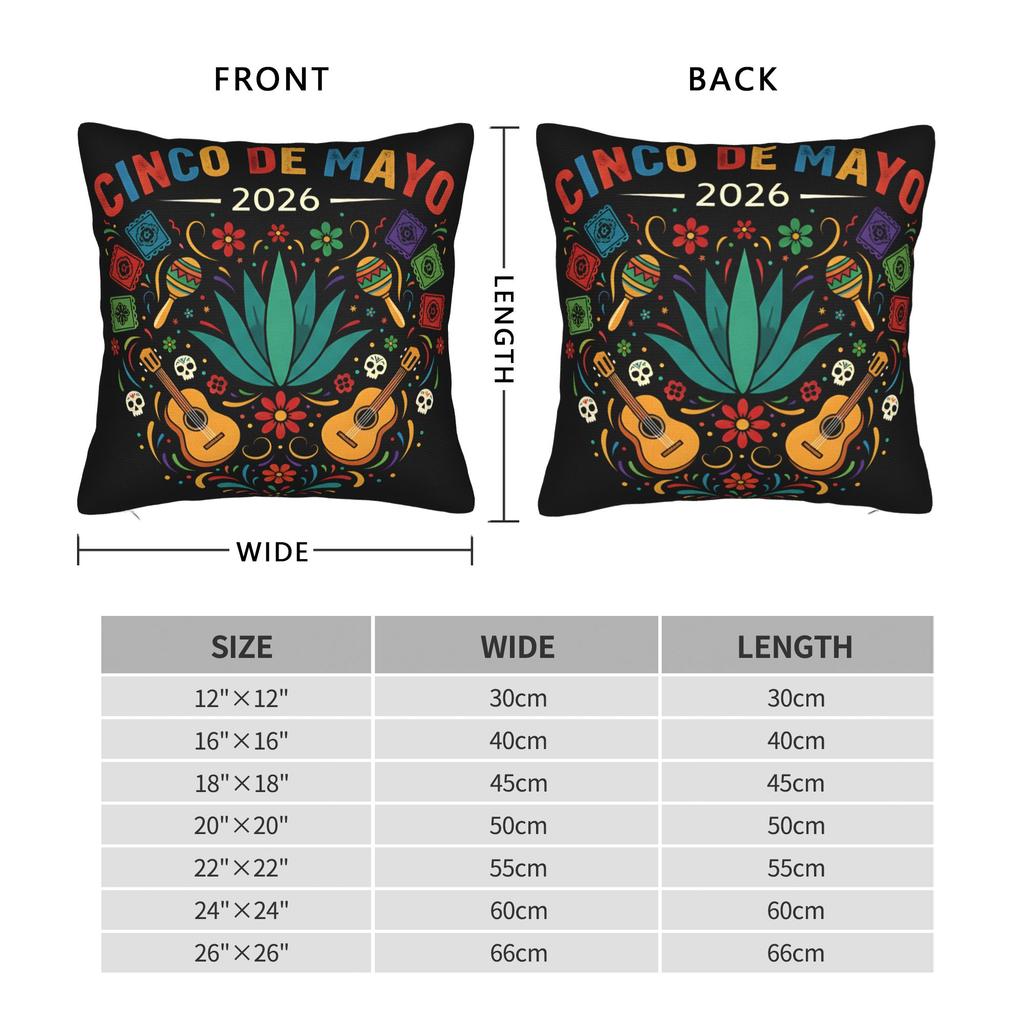 Cinco De Mayo Pillowcase Accessories Printing Cushion Cover Decoration Pillow Case Cover Home Multi Size