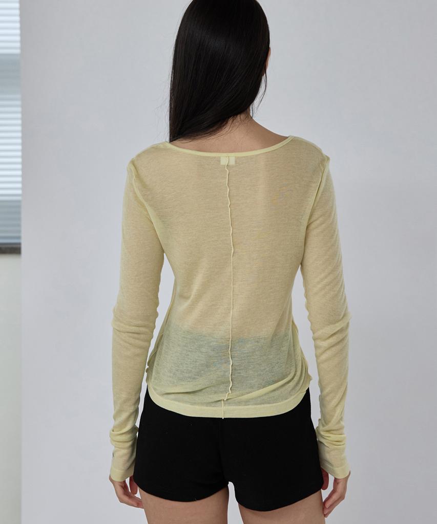 Lense Sheer Layered Long Sleeve Tee Yellow