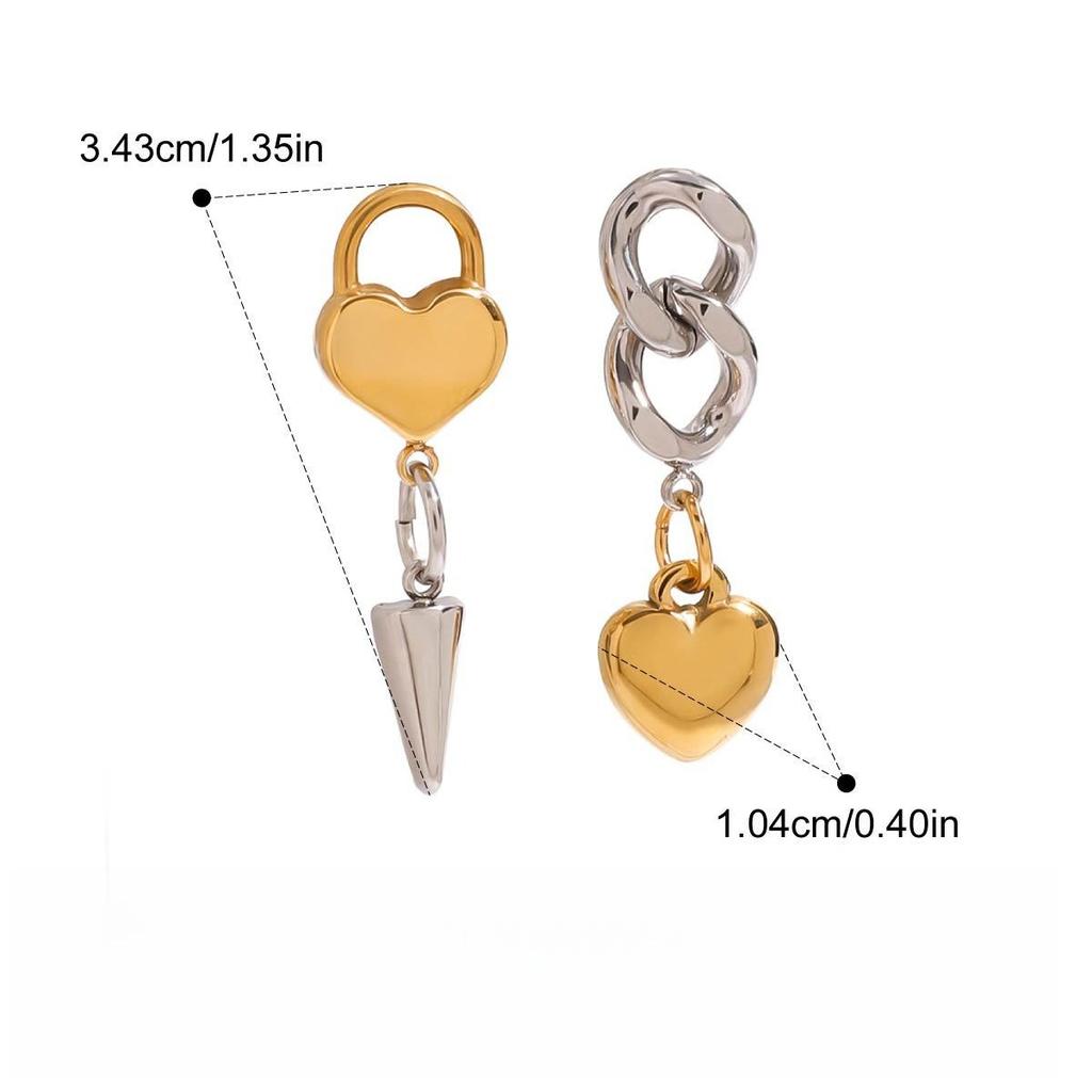 Yori Popular Stainless Steel Heart-Shaped Ring Earrings Necklace Set 18K Golden Plated Daily Jewelry Accessories Set