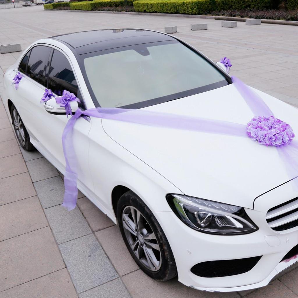 Q8 Stil Hochzeitsauto Dekorationsset für Zweitwagen Blumen