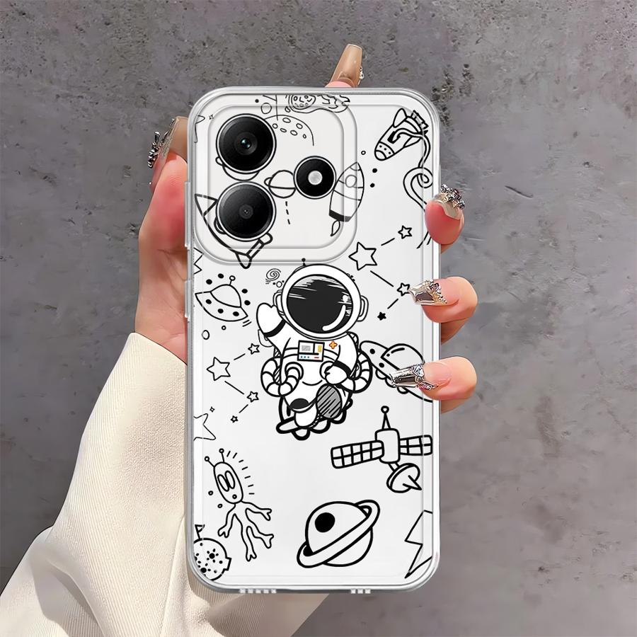 Cartoon Niedliche Astronauten Hülle für Xiaomi Redmi Note 14 Pro Plus 13C 14C A4 Note 13 11S 11 10S 9 10 12S 12 Weiche Handyhülle