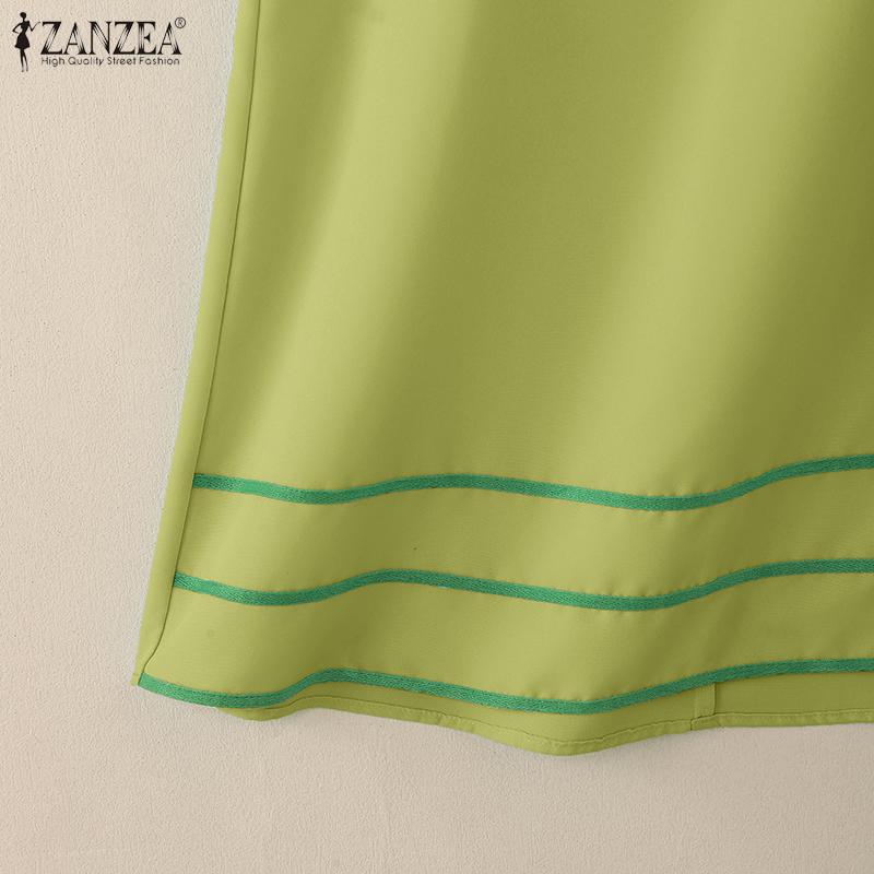 ZANZEA Women Short Sleeve Blouse and Skirts Summer Two Piece Suit Sets