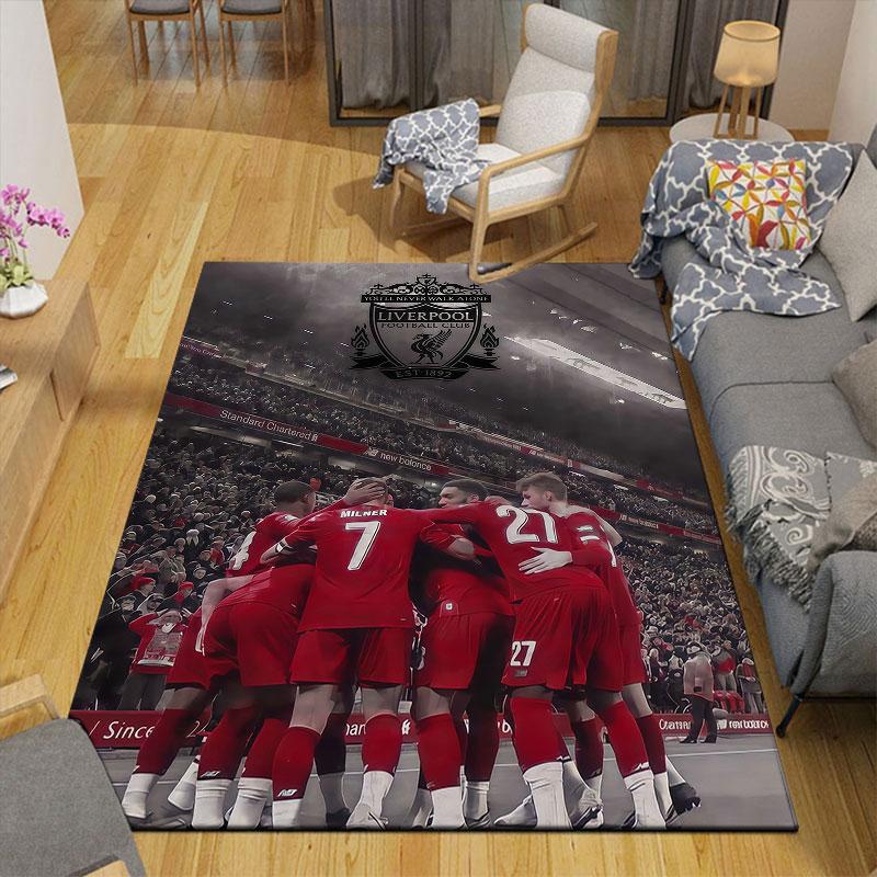Tappeto Stampato Flanella Giocatori del Liverpool, Decorazione Divano Casa per Soggiorno e Camera da Letto, Tappetino in Flanella Antiscivolo per Sala Giochi