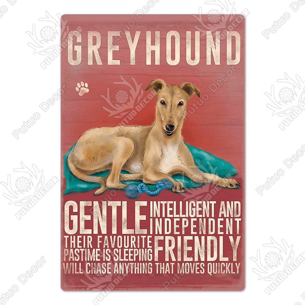 Putuo Decor Dog Vintage Tin Sign Plaque Metal Plate Wall Art Decoration for Living Room Man Cave Cafe Farm Home Retro Poster