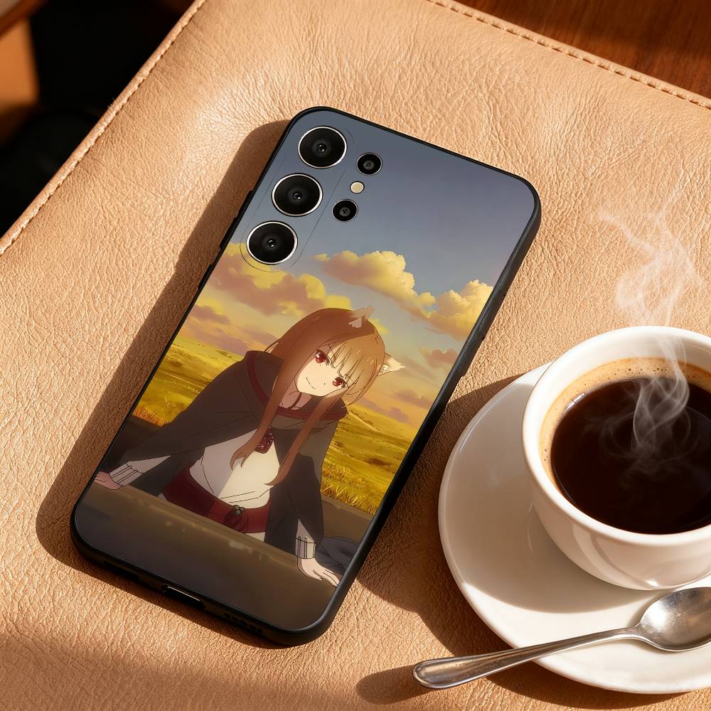 Anime S-Spice and W-Wolf Phone Case For Samsung S26,S25,24,23,22,30,21,10,9,Ultra,Plus,Lite,Black Soft Case Samsung S25Plus