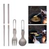 Foldable Titaniums Chopsticks With Front Grooves Nonslip Small Storage Folding Spoon Fork for Camping Activity