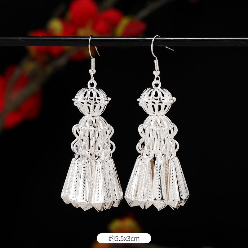 Miao Yin earrings retro exotic niche design long fringed earrings medium earrings women