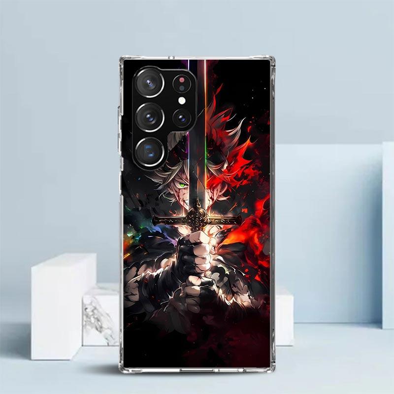 Black C-Clovers Anime Phone Case For Samsung Galaxy S24 S25 Edge S26 Ultra S22 S23 Plus S21 + S20 FE Soft TPU Back Cover Galaxy