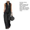 Sleeveless Jumpsuit Casual Long Pants Rompers with Pockets Summer Zip Up Stand