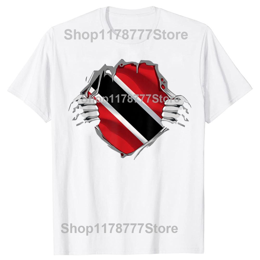 Funny Trinidad Flag Trinidadian T Shirts Cotton Streetwear Birthday Gifts Unisexs Clothing Fashion Casual Loose Oversized T Shirt