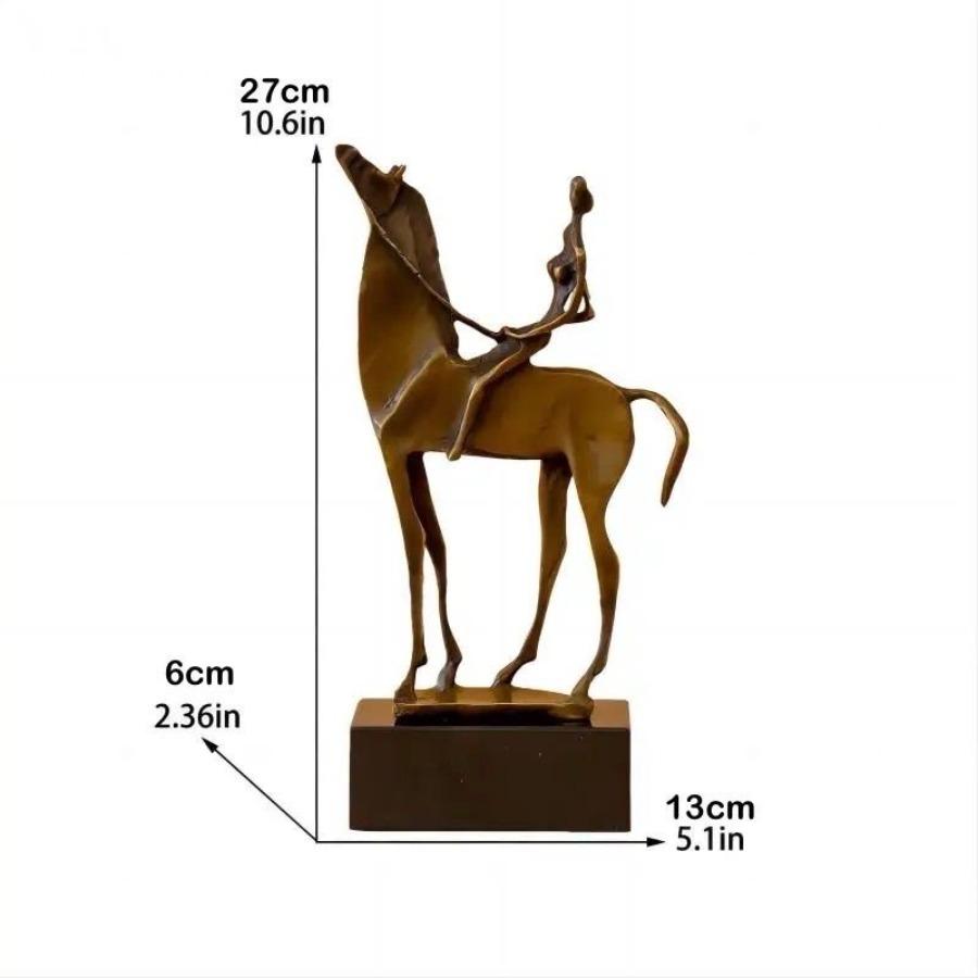 Copper Crafts Woman Figurine Handmade Classy Bronze Abstract Sculpture Lady Ridding Statue Vintage Home Office Table Decoration