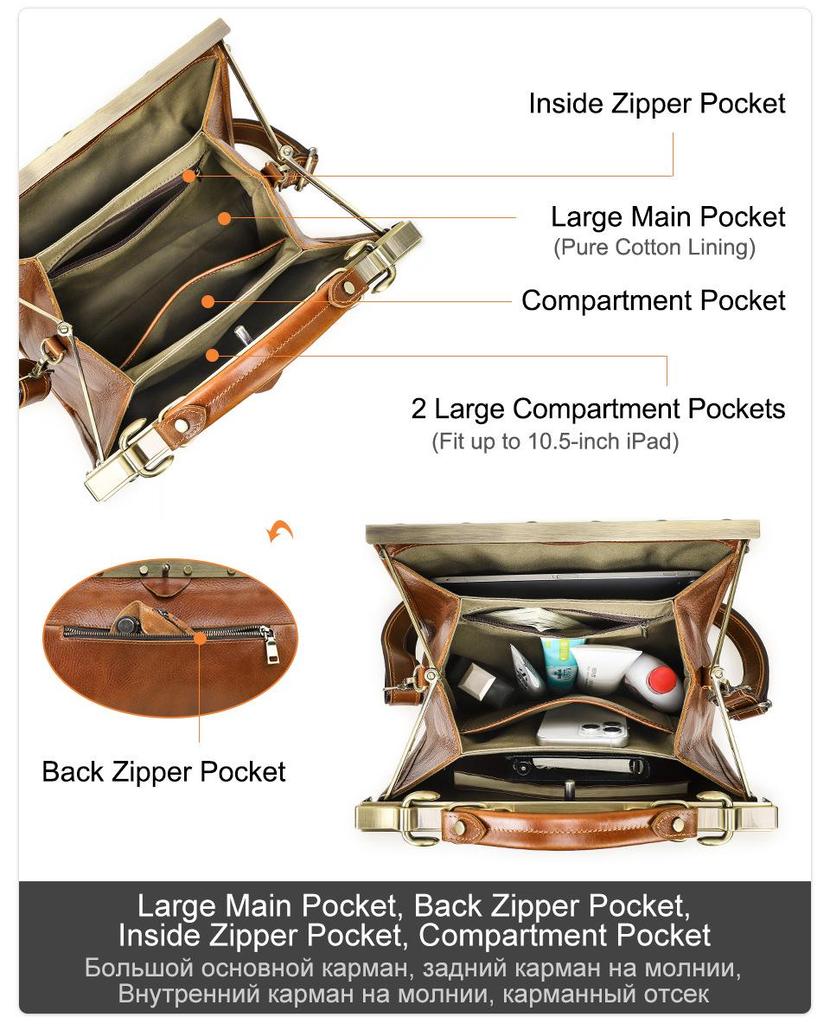 Women's Genuine Cowhide Leather Handbag - Handmade Shoulder & Crossbody Bag with Metal Buckle