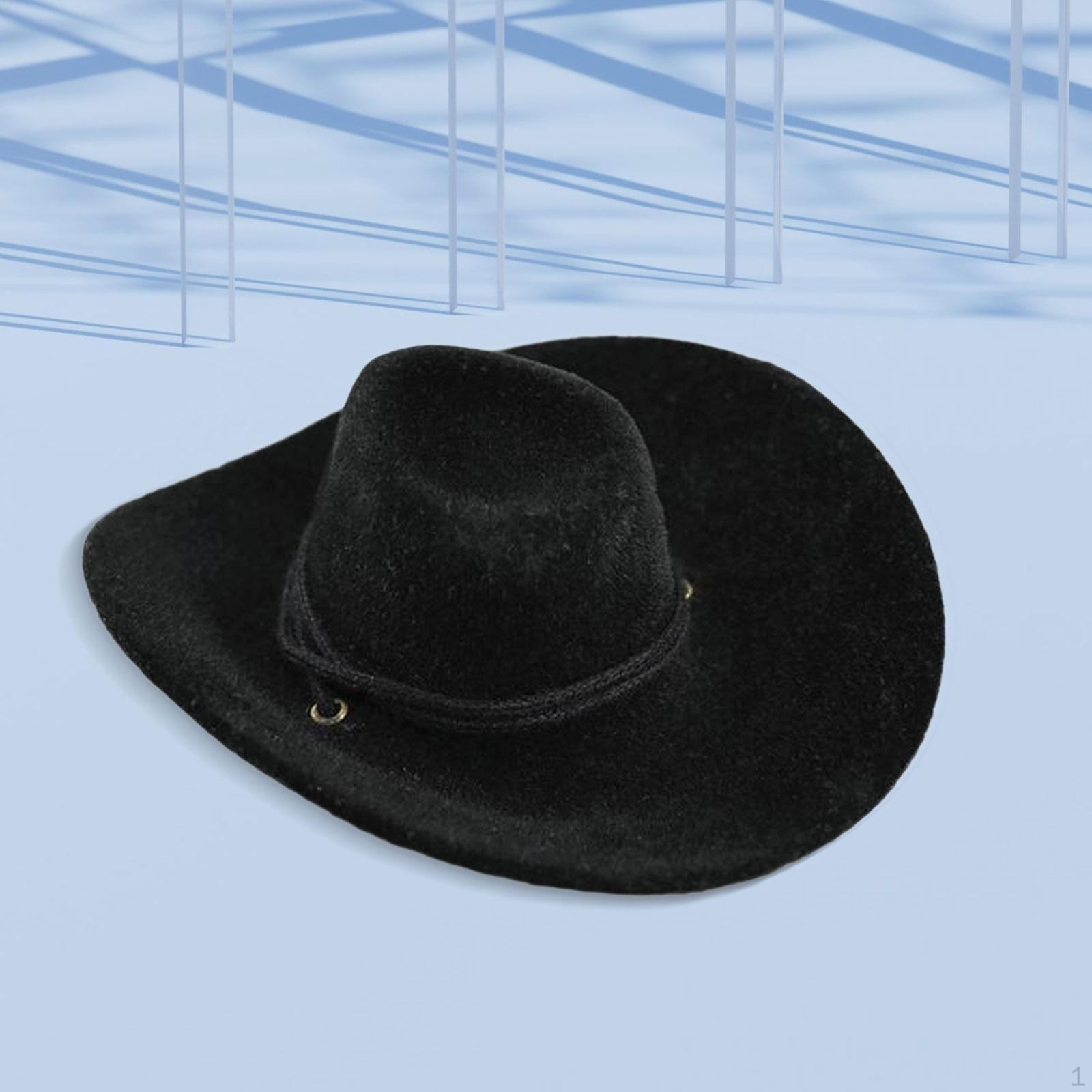 

Мини-ковбойская шляпа 1/6, аксессуар для фигурки, декоративная флокировка для 12 дюймов чёрный