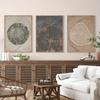 A Set of Three Pieces Featuring Nordic-Style Tree Ring And Stump Artwork, Vintage Abstract Art Posters Printed on Canvas, Modern
