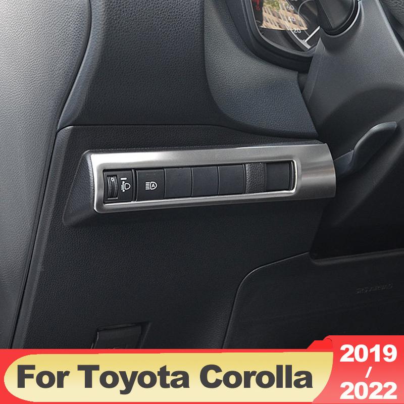 Für Toyota Corolla E210 - 2022 Edelstahl Auto Dashboard Rahmen Abdeckung Trim Auto Scheinwerfer Einstellung Dekoration Zubehör