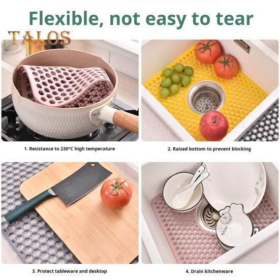 Silicone Sink Mat with Center Drain Heat-Resistant Flexible Non-Slip Design Easy To Clean Reusable Sink Protector Mat