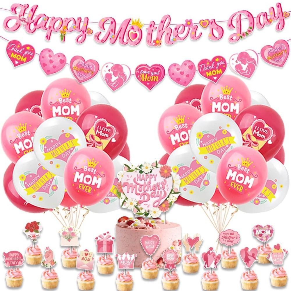 Happy Mother's Day Hanging Swirls Hearts Pattern Desktop Ornament Holiday Banner  Party DIY Decor