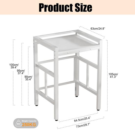 Washing Machine Shelf, Over The Washer Storage Shelf, Height-Adjustable Dryer Stand, Storage Rack Over the Washing Machine, Load Capacity 250 Kg