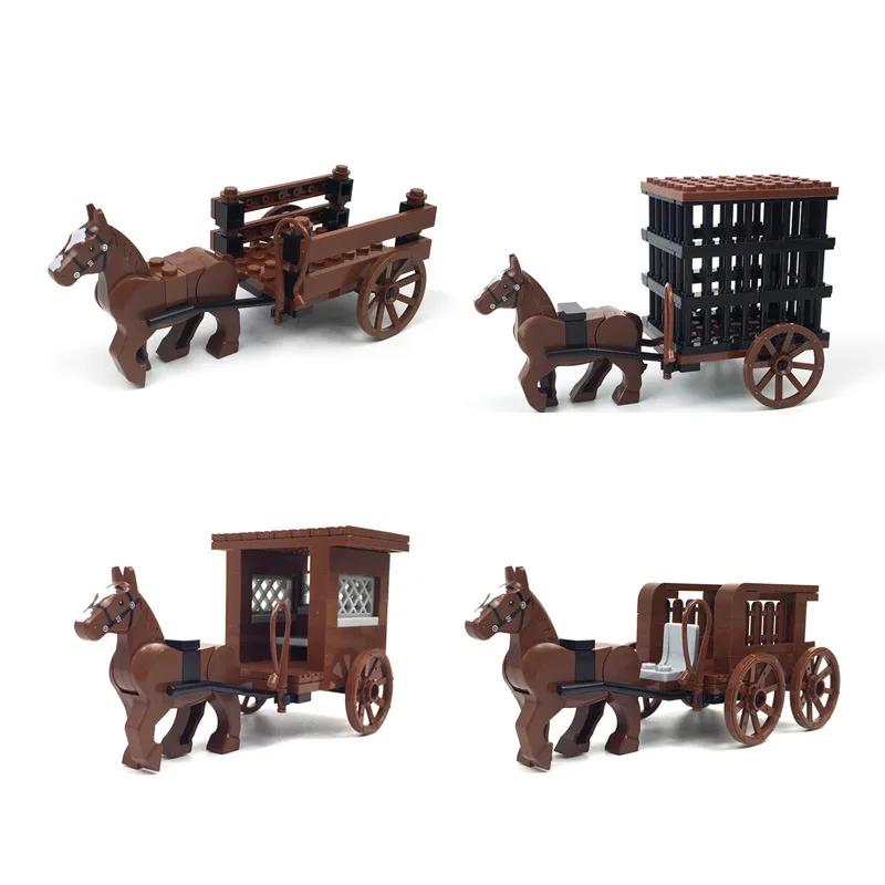 Interesting Toys And Dolls Building Blocks Moc Medieval Carriage Transport Wagon Wagon Qin Charioteer Small Particle Building Blocks