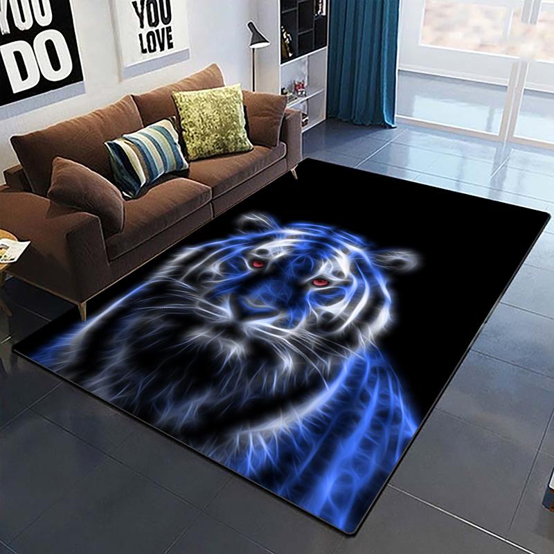 Domineering Tiger 3D Printed Carpets for Living Room Bedroom Decor Jungle Animals Carpet Home Bedside Floor Mat Play Area Rugs