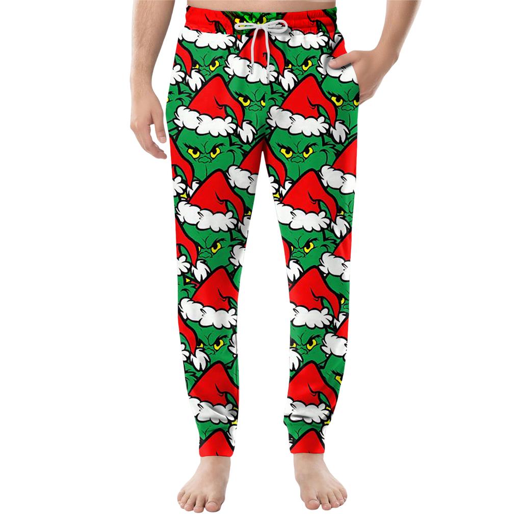 Men's Drawstring Pocket Cuffed Casual Pants Home Sleep Pants