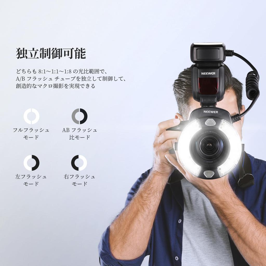 NEEWER Marco Ring 76Ws GN15 5600K TTL Curtain Color and Lens Adapter Ring for and Macro Compatible with and More RF1-N Flash, Speedlight, 1-1/128