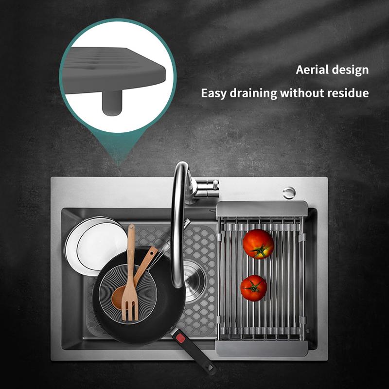 Silicone Sink Protectors Kitchen Sink With Center Drain Grid Accessory Non-Slip Heat-Resistant Mat