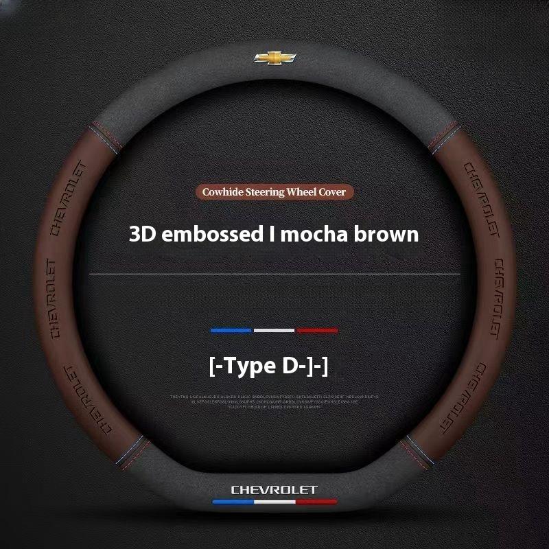 38cm Leather Ventilate Car Steering Wheel Cover for Chevrolet Captiva AveoTrax Silverado Sail Onix Equinox Groove 2025 Accessory