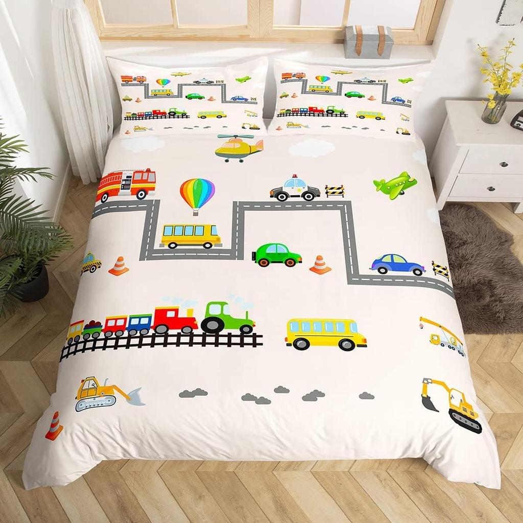Comforter Fire Truck For Kids Boys Fire Engine Vehicle Extinguisher Fire Hydrant Print Bedding Set Microfiber Twin