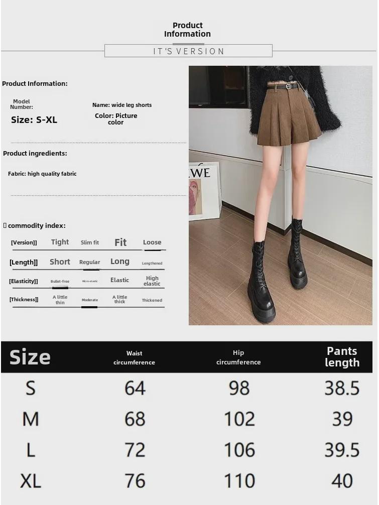 Women's High-Waist Corduroy A-Line Pleated Skirt: Retro, Simple, Versatile, and Anti-Exposure Skirt for Autumn.
