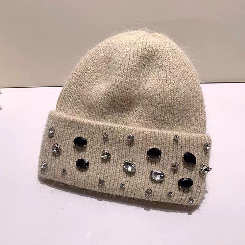 Girls Handcrafted Water Drill Wool Hat With Knit Design For Autumn Winter Kids Fashion