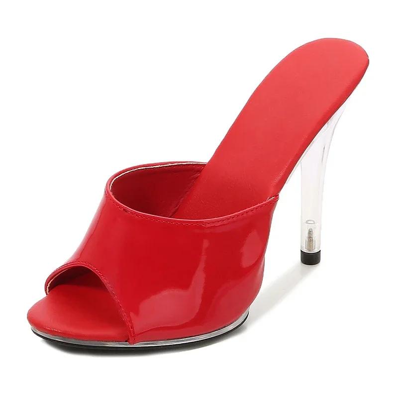 Fashion Eilyken Street Style Peep Toe Crystal Thin High Heels Women Slippers Sexy Party Wedding Prom Candy Color Female Shoes