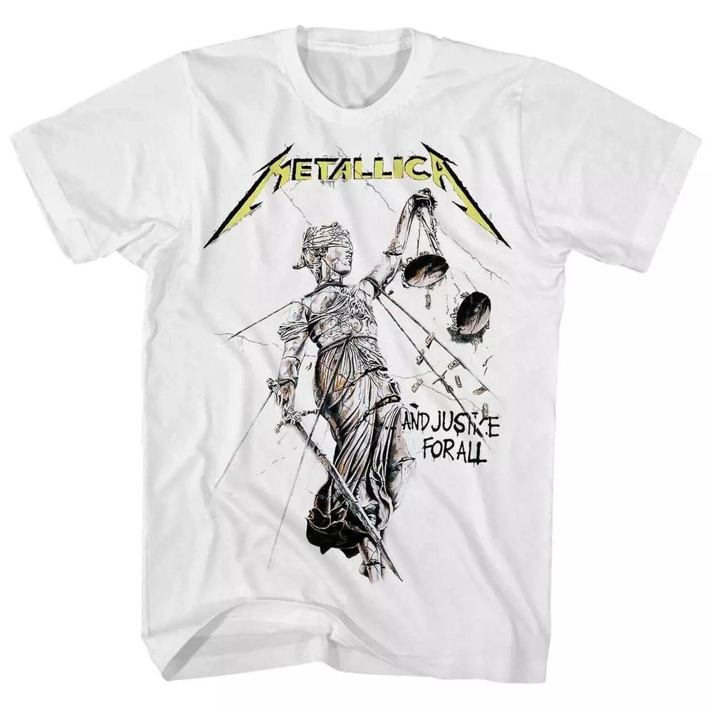 

And Justice For All 1988 Альбом Футболка Белая Плотный Хлопок S-4XL Унисекс Футболка S