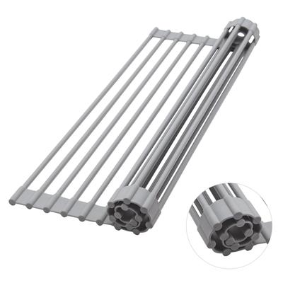 HEDONLEE Drainer Rack Above the Sink Folding Folding Drainer Dish Drainer Dish Holder Compact Space Saving Silicone Antibacterial 5233cm Rust-Free