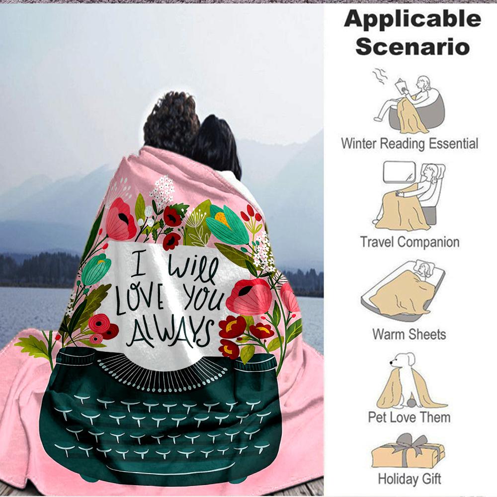 1pc Love Always Blanket, Lightweight Flannel Throw Blanket For Sofa, Bed, Travel, Camping, Living Room, Office197