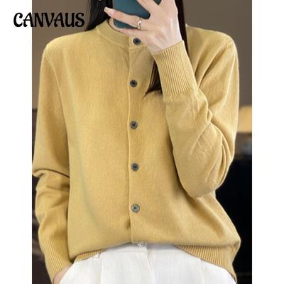 Spring and Autumn Women's Cardigan Solid Color Round Neck Single-breasted Knitted Bottoming Women's Sweater Jacket