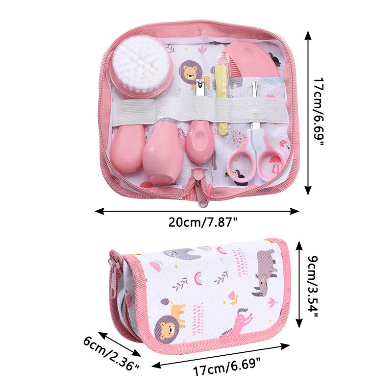 6Pcs Baby Care Kit+Storage Bag Nasal Aspirator Nail Scissors Hair Comb Brush Cleaning Tools Set Newborn Gift Kids Healthcare Kit