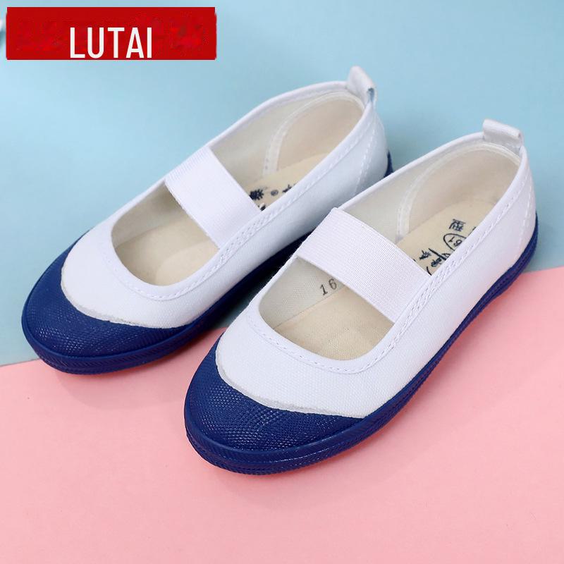 

Дитяче біле парусинове взуття для гімнастики та танців для дівчаток Size 18 [Foot Length 14cm]