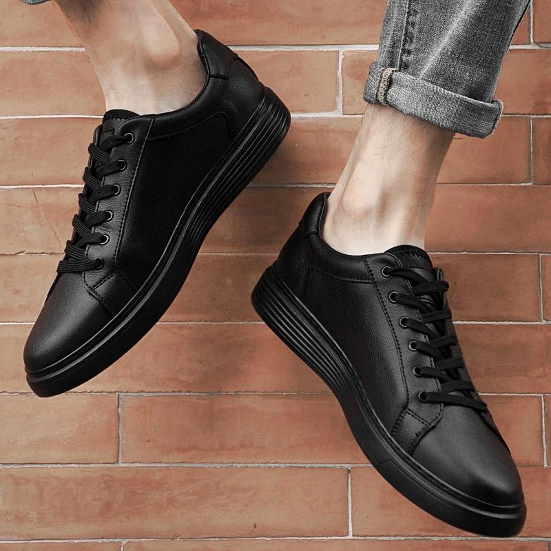 Fashion Luxury Brand Men's Shoes Fashion Breathable Skateboard Tenis Masculino Genuine Leather Casual Flats Comfort New Men Sneakers