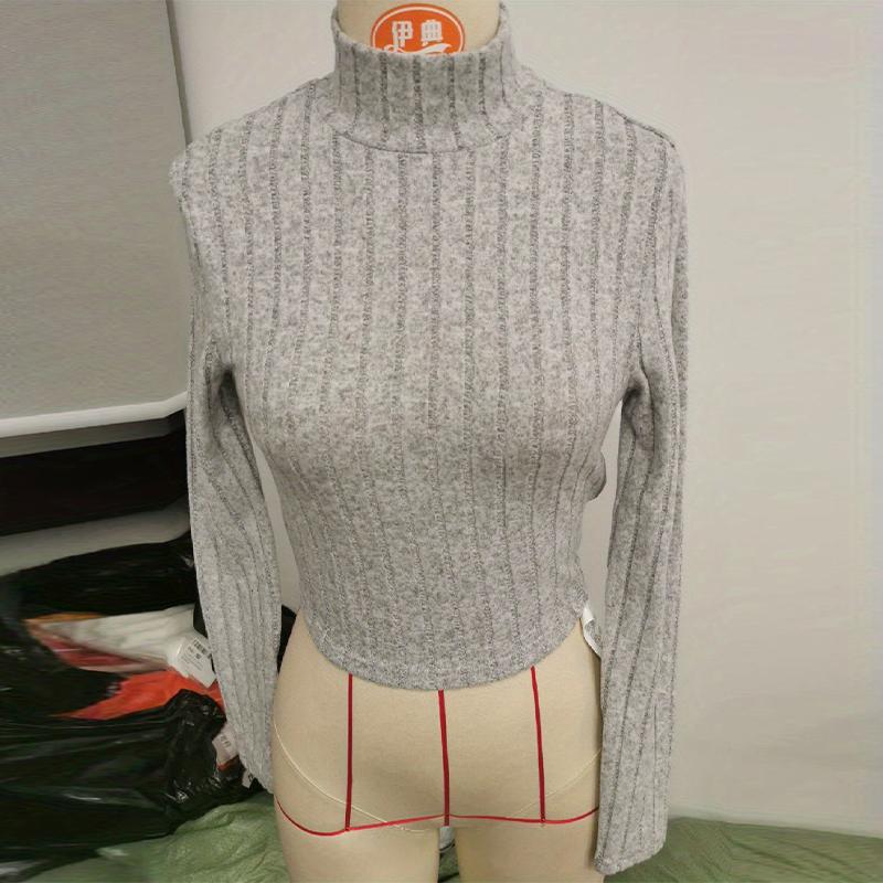 Women's Knitted Pullover Pants Two Pieces Set Slim Long Sleeved Mock Neck Top High Waist Wide Leg Pant Outfits