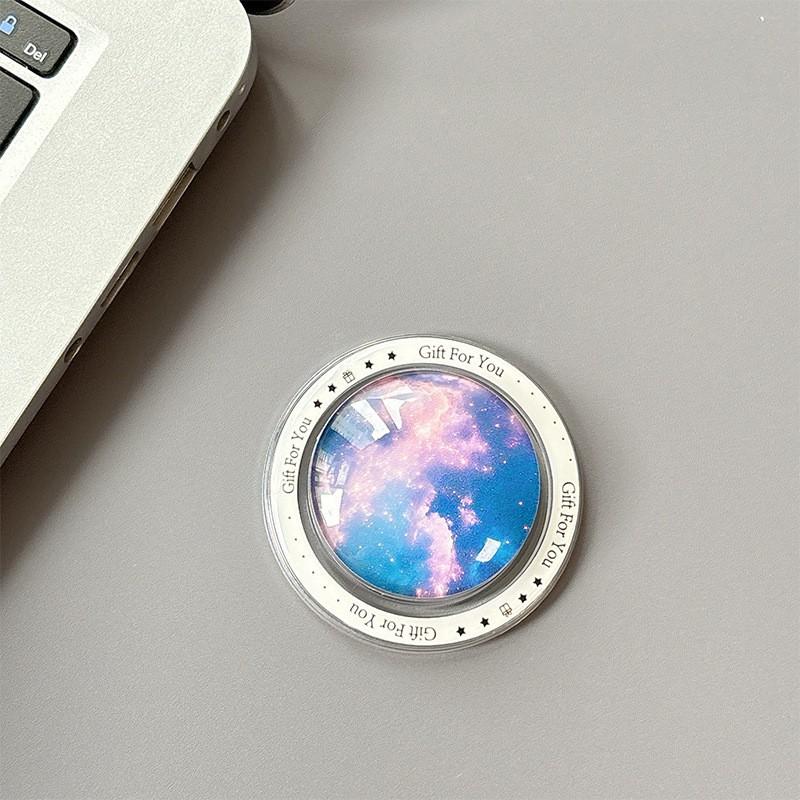 Starry Sky Crystal Ball Mobile Phone Magnetic Bracket Airbag Expandable Creative Glass Portable Detachable Desktop Stand