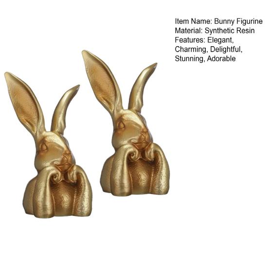 Osterhase Figur Vintage Gold Harz Hase Statue Frühlingshase Tischmittelstück für Zuhause Innen Dekoration