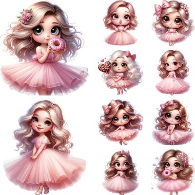 Cute Princess Patch For Girl Kids Clothes Stickers T-Shirt Diy Hoodies Heat Press Appliqued Parches Ropa Ironing Sticker