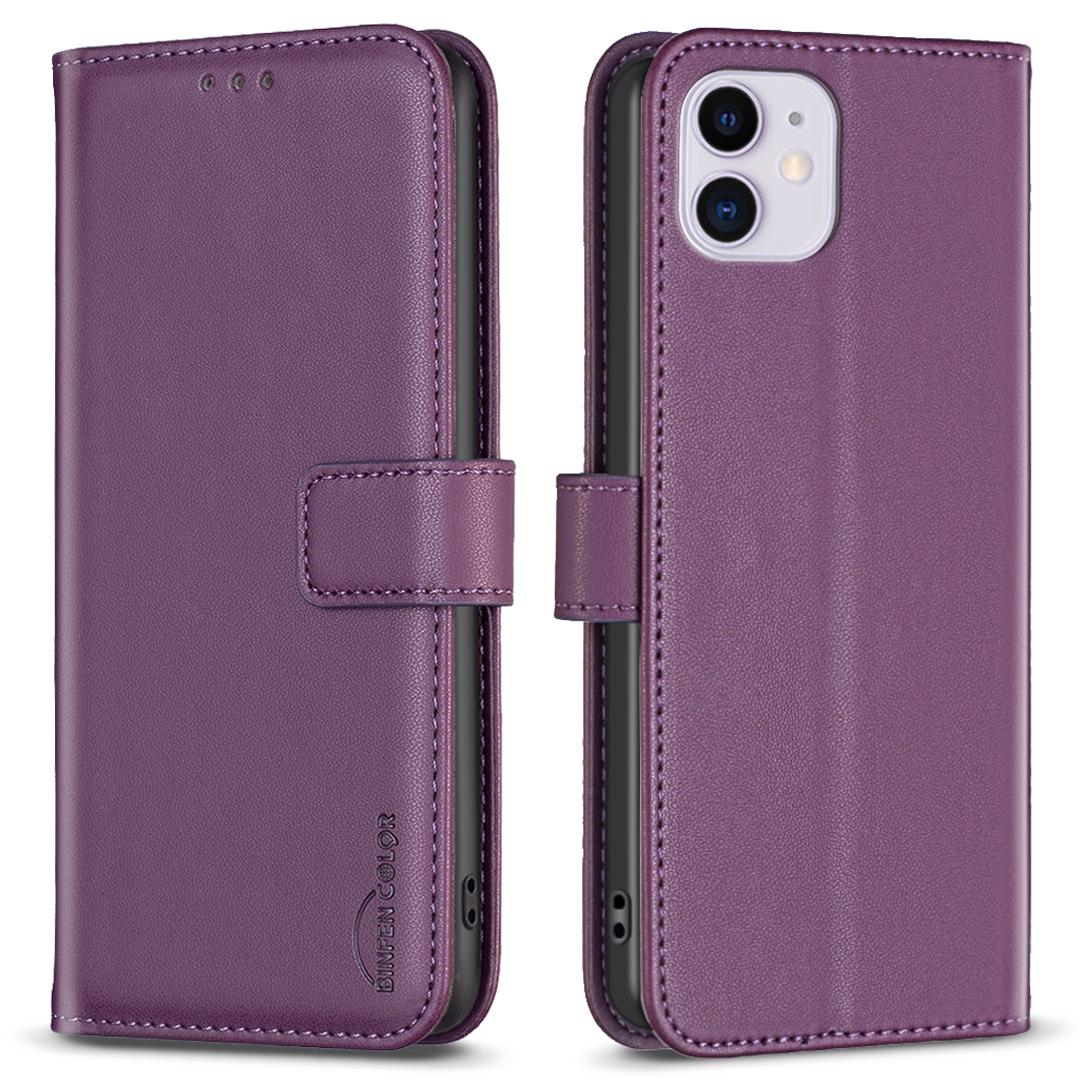 

BINFEN COLOR BF17 For iPhone 11 PU Leather Wallet Case Magnetic Folio Flip Stand Phone Cover Dark Purple