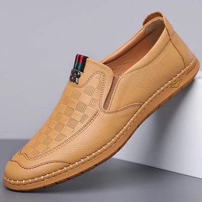 Chaussures en cuir blanches décontractées pour hommes, nouvelles chaussures d'été à semelle souple pour hommes