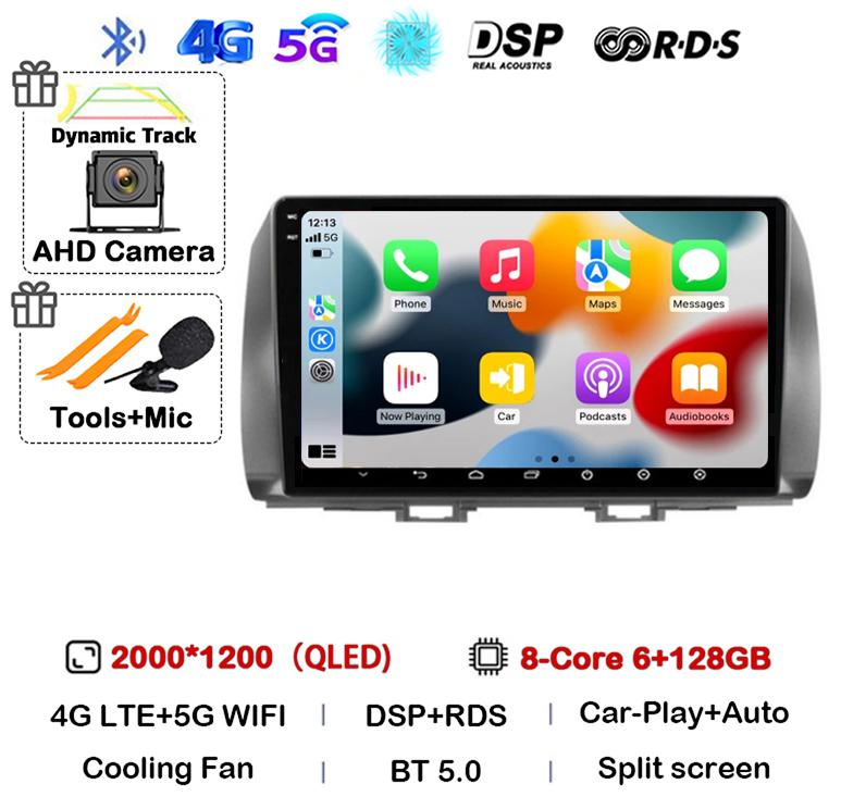 Android 14 Carplay Auto For Toyota BB 2 QNC20 2005-2016 Car Radio Multimedia Video Player Navigation GPS 4G+WIFI Stereo Audio BT